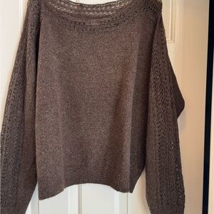American Eagle Outfitters Off-the-Shoulder Brown Sweater